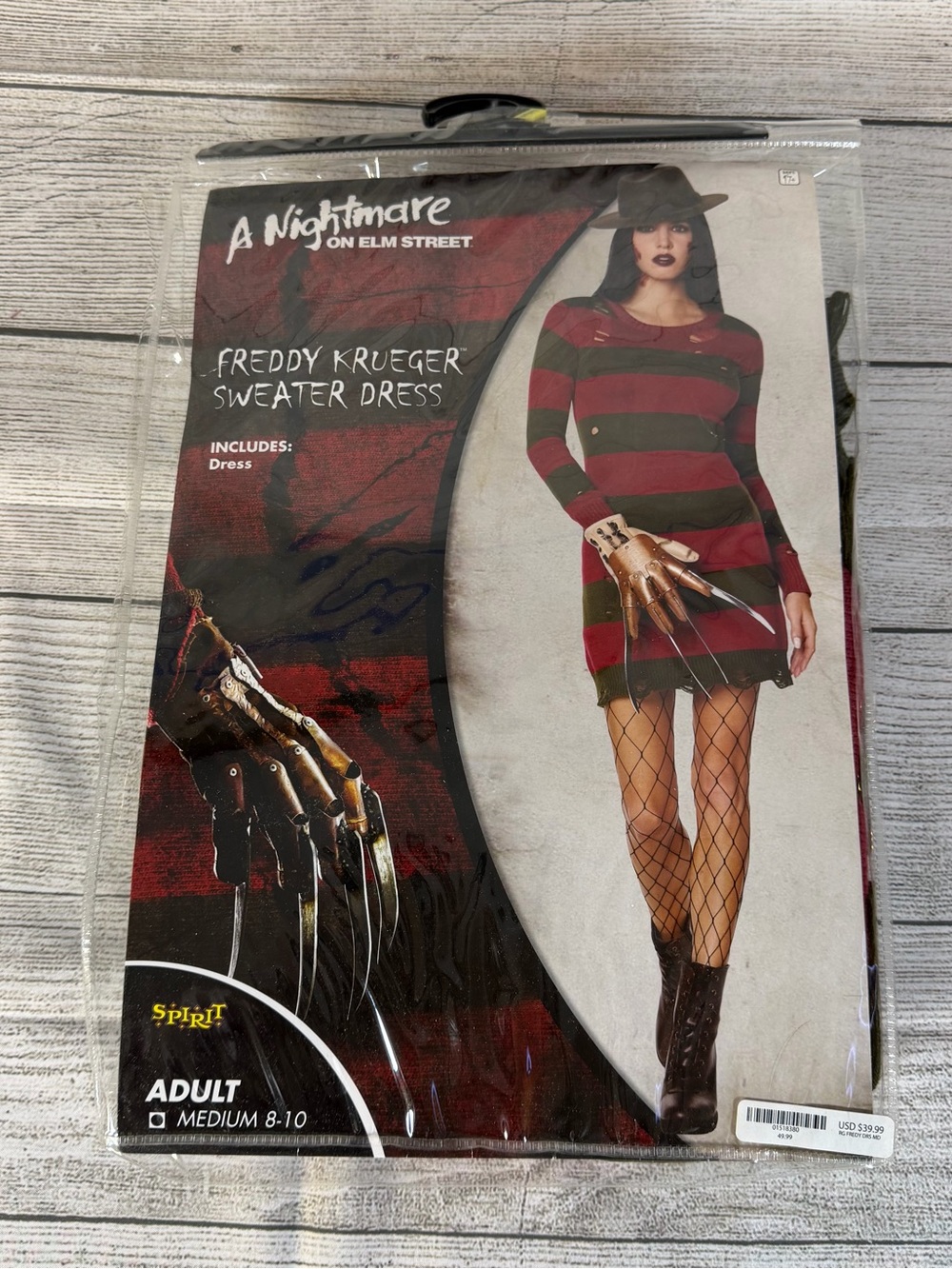 Spirit Halloween Freddy Krueger Sweater Dress Womens Adult Medium 8-10 Costume